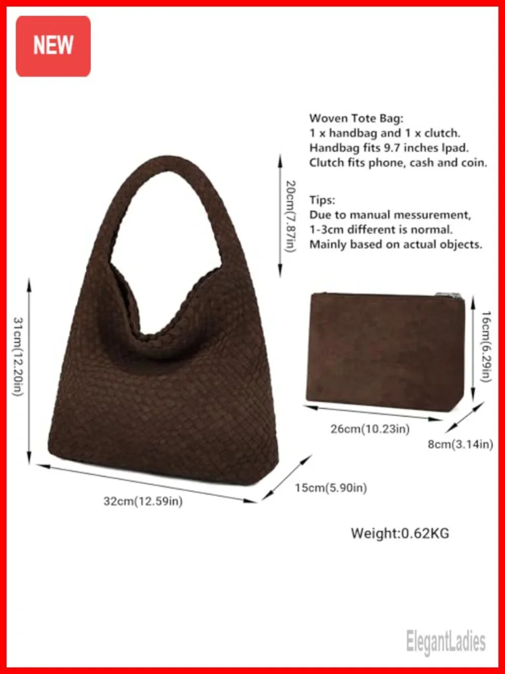 Vegan Leather Hobo Bag with Top Handle and Shoulder Strap Faux Suede Woven